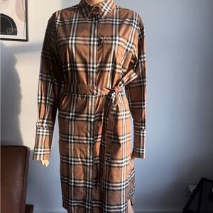 Authentic NEW BURBERRY Women's Taupe Brown IVERY Check Dress 04 US